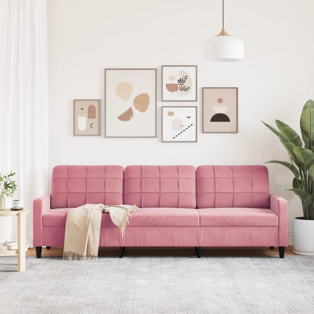 3 Seater Sofa Pink 210 cm Velvet