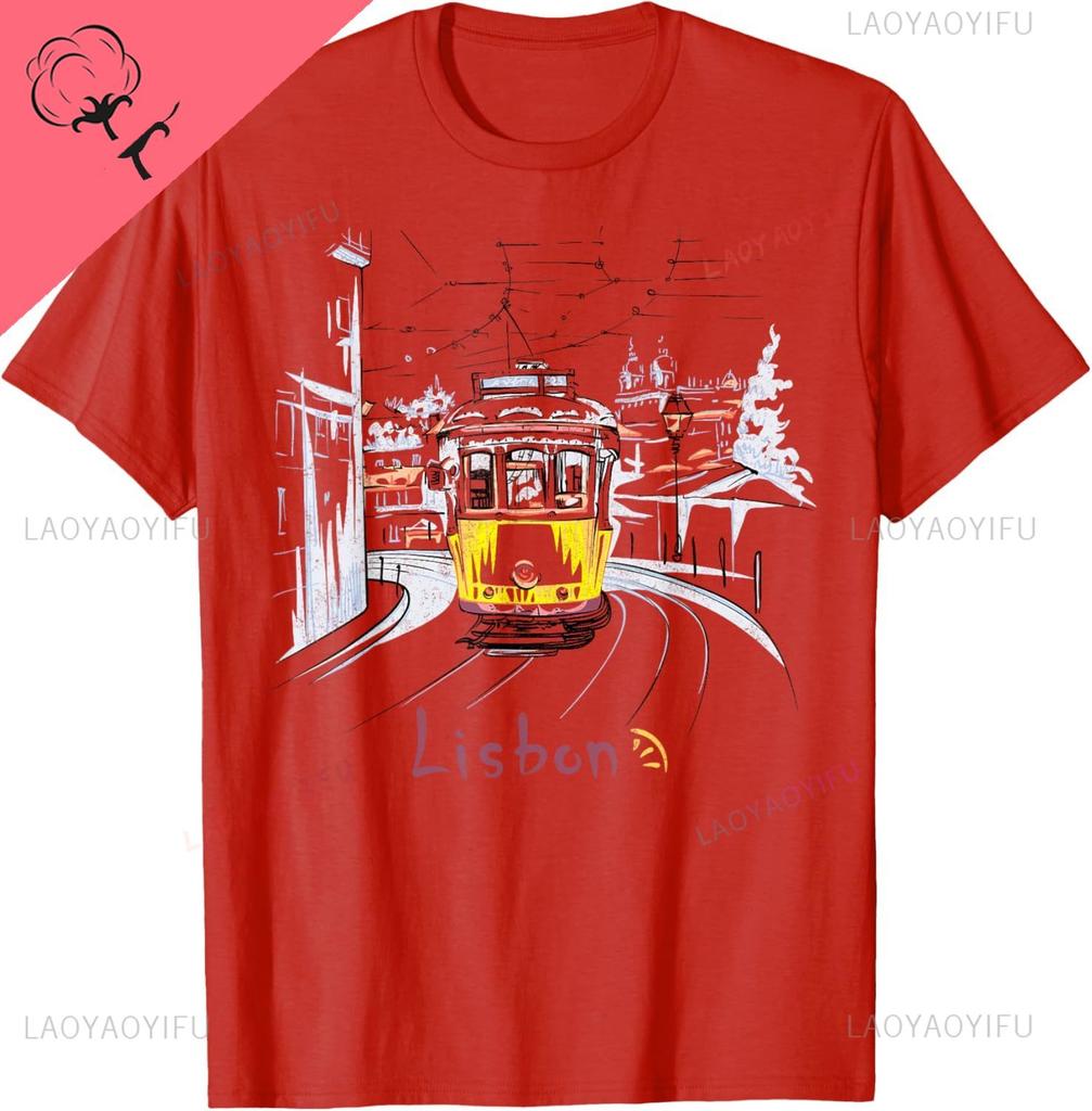 Travel Europe Portugal Lisbon Portuguese Vacation Souvenir TShirt Breathable and Comfortable Cotton Tee Ropa Hombre