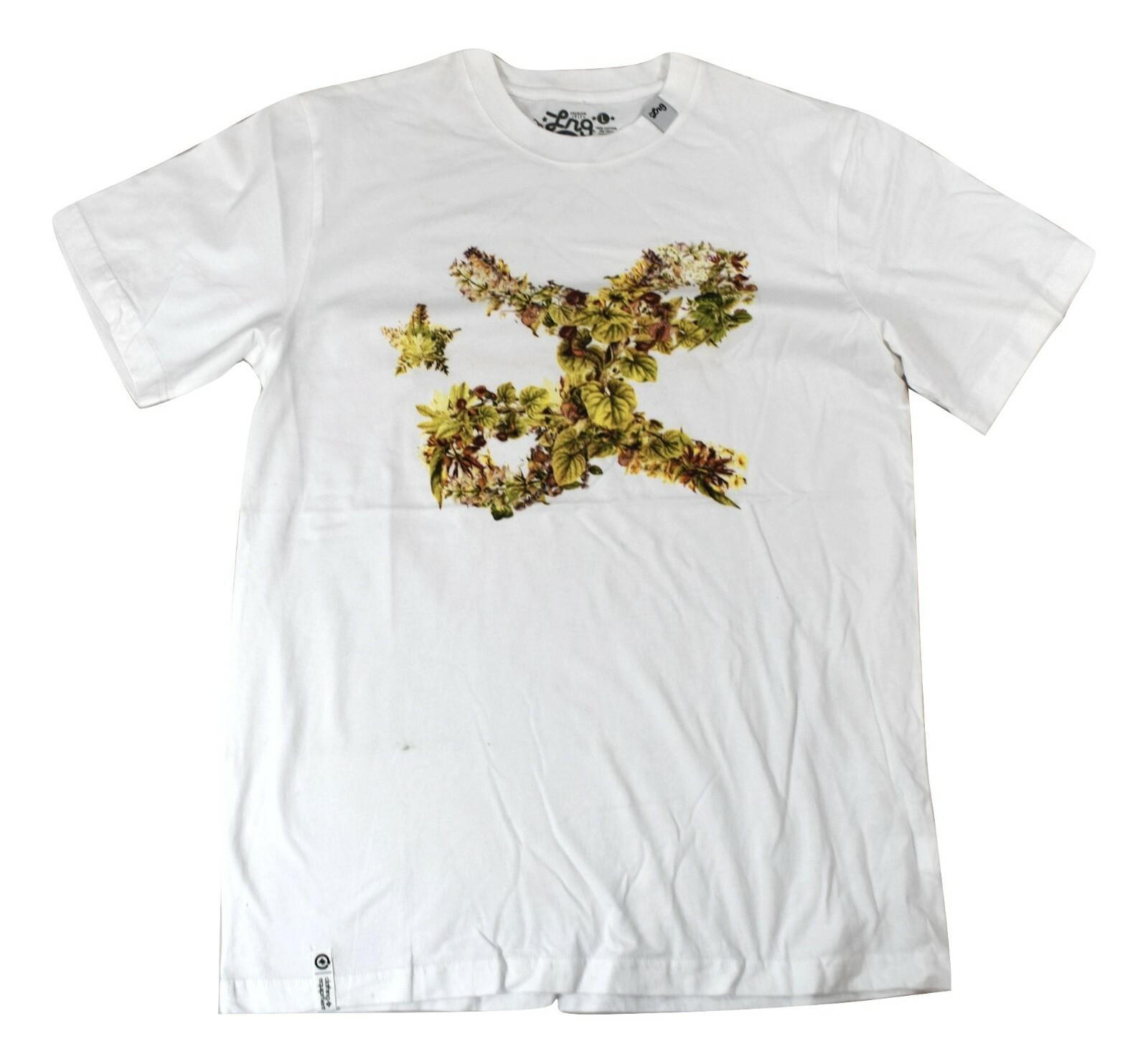 LRG Lifted Research Group Mens White Autumn Leaves Logo Tee Shirt Look L S