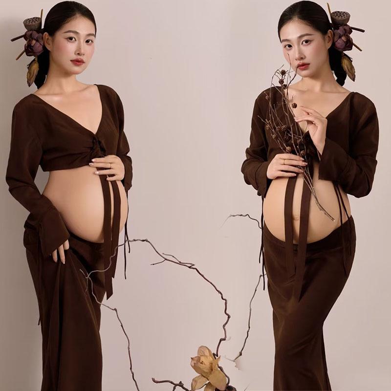 

Stylish Maternity Photo Shoot Outfit - Elegant French-Inspired Simple Design One Size