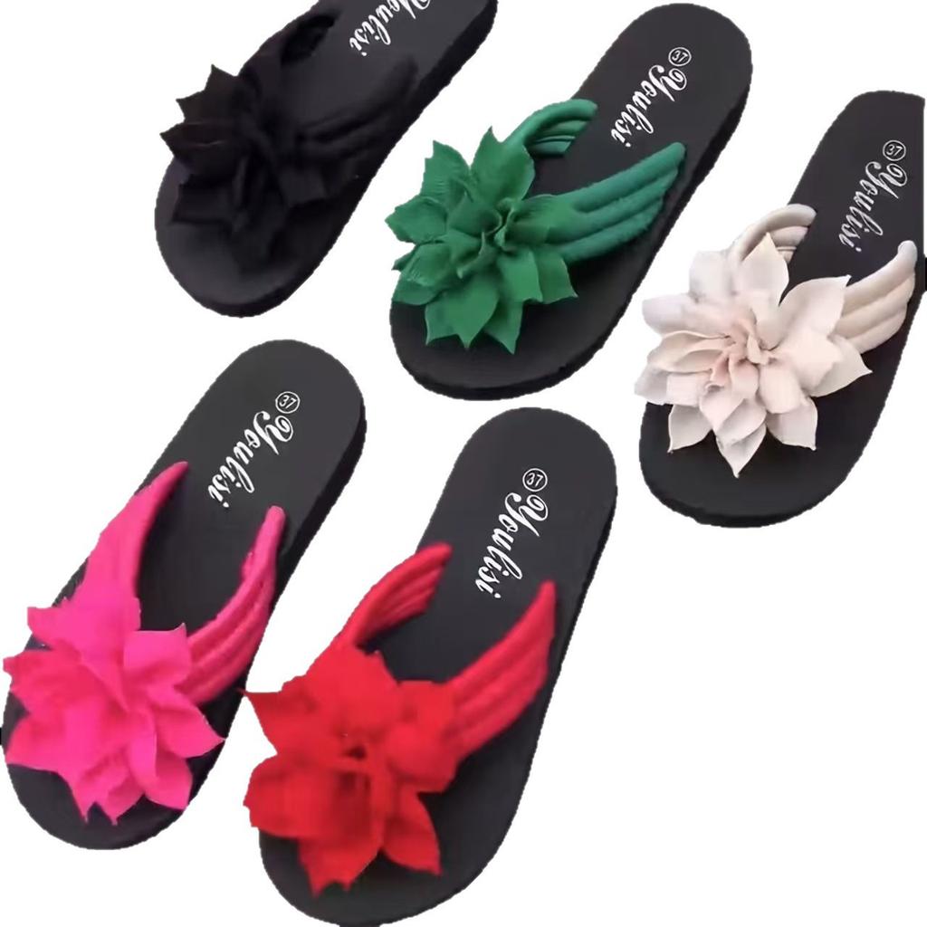 2025 Toe Flip-flops Shoes Women's Large Size Flower Flat Bottom Women's Cool Slippers Summer New Couple Cool Slippers