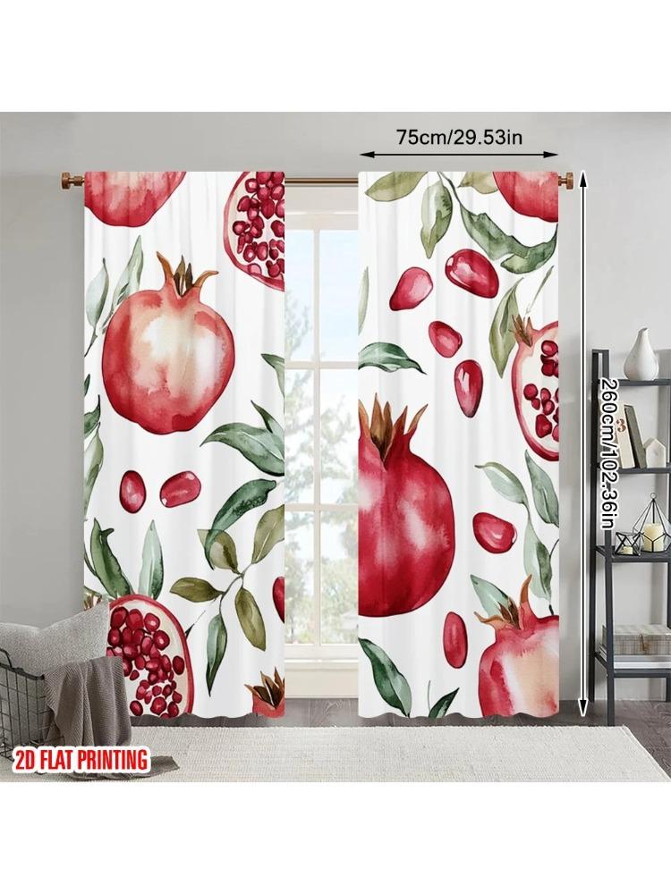 

Plane Printing Pattern Curtains Pomegranate Bliss Polyester Easy Install Without Rod Gifts Ldeal Bedroom Living Curtain Perfect For Master W100*H70(CM)-Hooks&2PCS