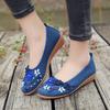 Women Ladies Casual Floral Round Toe Wegdes Embroider Loafers Canvas Shoes