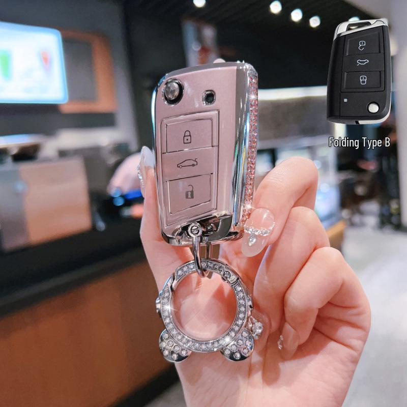 Skoda Schlüsselabdeckung für Octavia, Kamiq, Superb, Karoq - Cartoon-Stil für Männer und Frauen