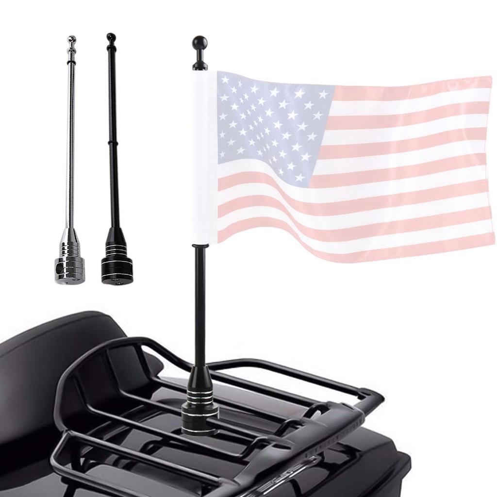 Motorcycle Flag Pole Mount Adjustable For Harley Rear Side Flagpole Rack Luggage Shelf With Base