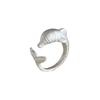 Adjustable Sweet Dolphin Feather Ring: Stylish Women's Fashionable Open Design, Perfect for Niche Versatile Index Finger Wear.