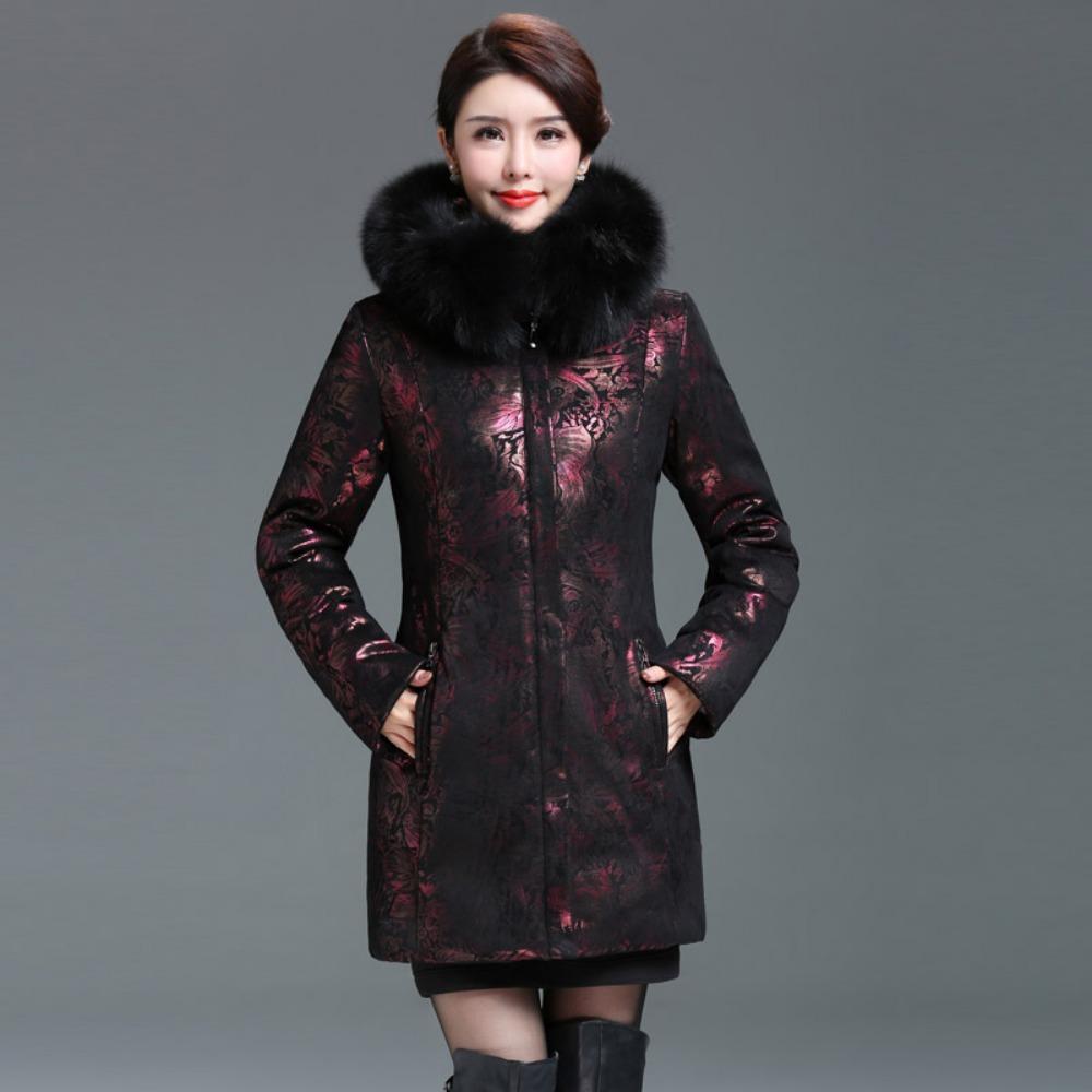 Mom's Embossed Medium and Long Middle-aged and Elderly Down Jackets for Women Fattened and Thickened New Winter Jackets