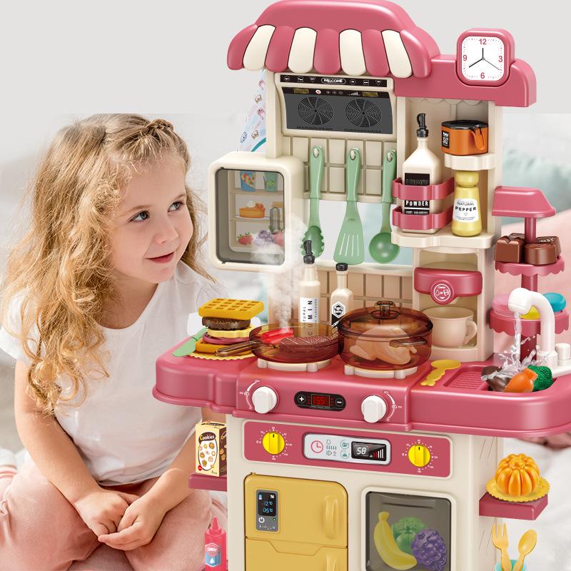 70cm Large Kids' Kitchen Counter Play Set - Cooking, Frying, Spray Simulation Stove Toy