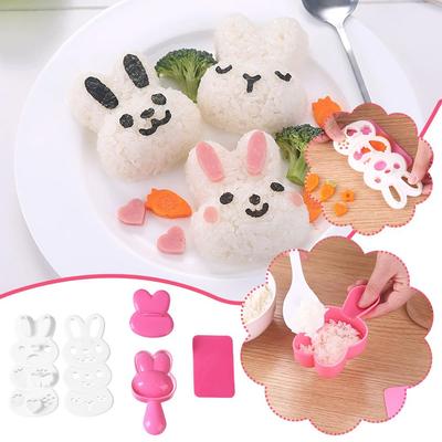 Cartoon Cat Rabbit Rice Ball Mold Set Kids Lunch Box Silicone DIY Rice Cake Molds Tool Japanese M0M1