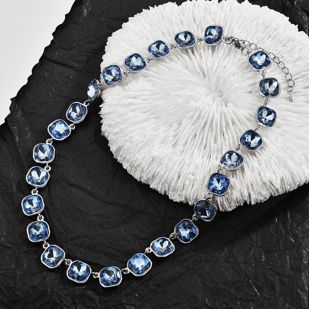 Fashionable Light Luxury Crystal Fashionable Clavicle Accessories Cross Pendant Necklace 60CM(Necklace Long)