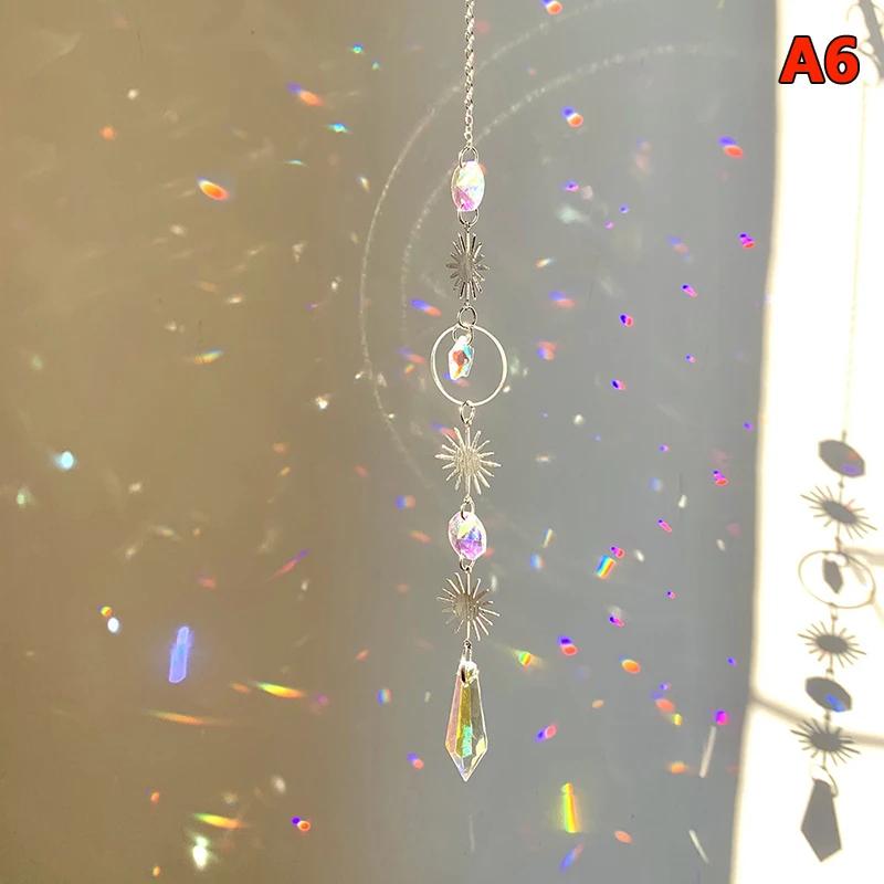 [PL]Hanging Crystal Pendant Garden Suncatcher Wind Chimes Rainbow Prism Crystal Chain For Window Decor