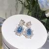 Luoxi Temple 2024 Ice Flower Cut Aquamarine Teardrop Earrings in 925 Sterling Silver
