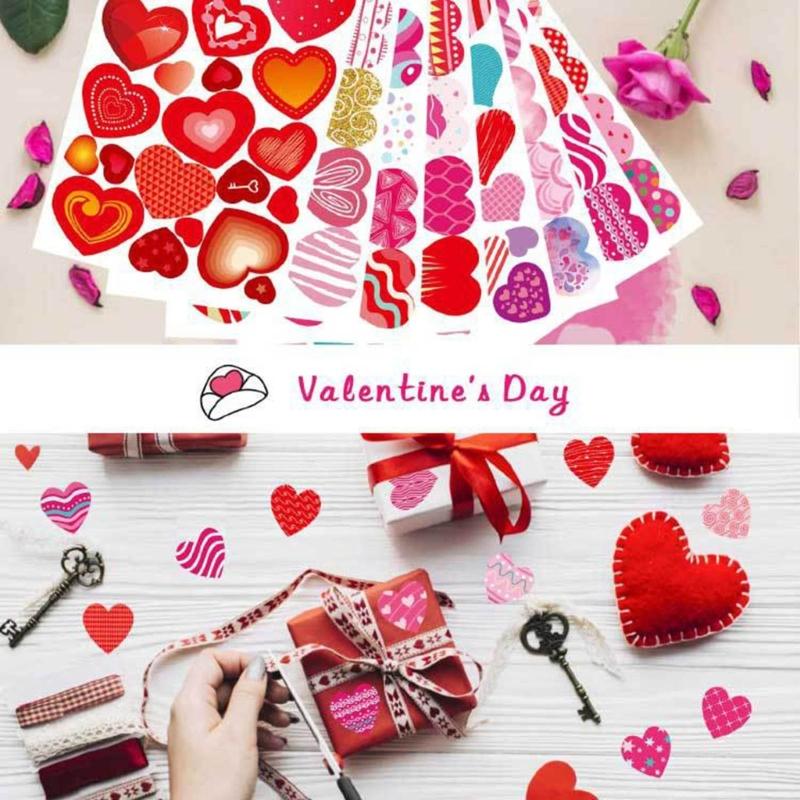 Heart Shaped Stickers Pack of 24 Love Decorative Stickers Valentines Stickers for Kid Love Stickers Gift for DIY Cards