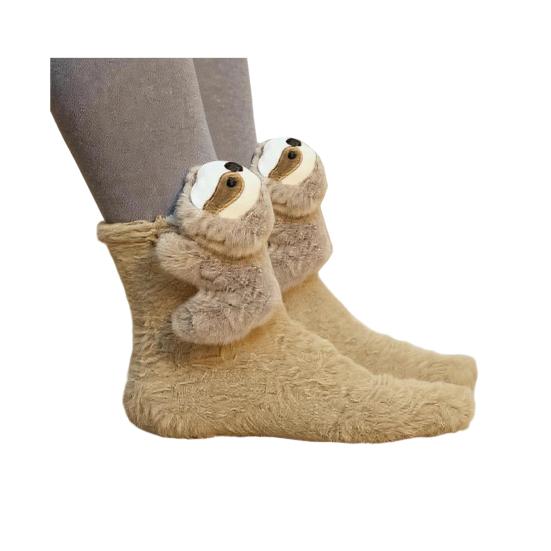 

3D Плюшевые Носки с Животными Милые Вязаные Носки с Пушистыми Животными Эластичные Забавные Носки с Ленивцем Котом для Любителей Животных Рождественский Подарок B