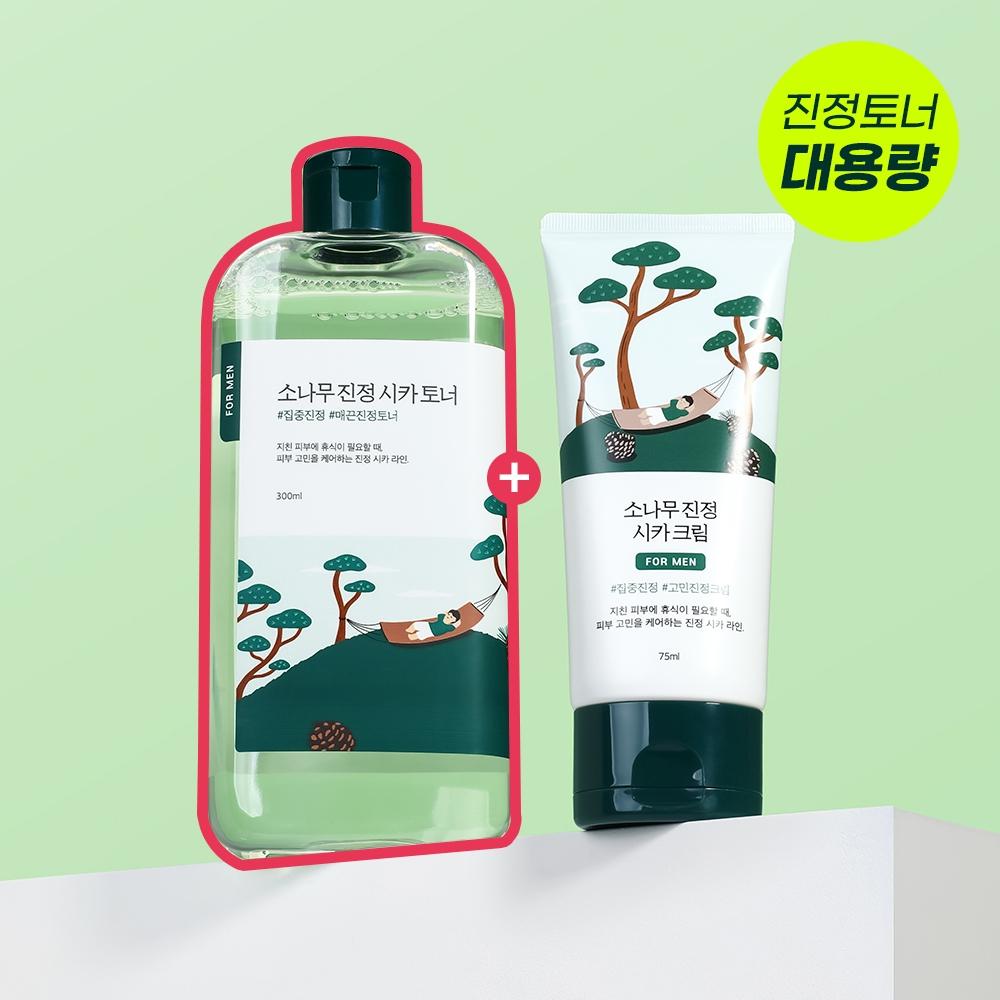 Round Lab FOr Men Kiefernöl Beruhigende Toner-Creme 2er-Pack 300ml Toner ODER +20 Hexen-Reinigungstücher ODER 40ml Reinigungsmittel