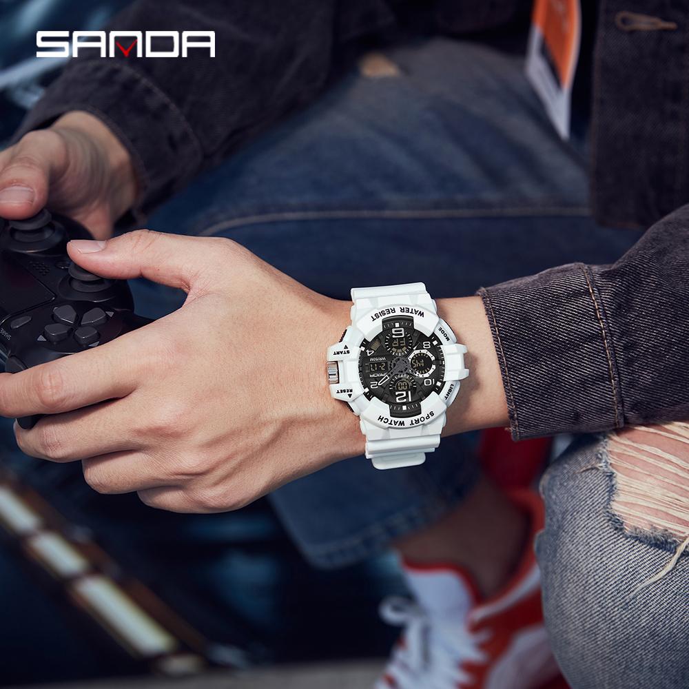 Fashion SANDA 3168 Luxury G-Type Military Men's Watch Digital Sports Multi Functional Waterproof Men's Electronic Watch