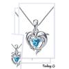 Couple Dolphin with Blue Heart CZ Necklace Women Chic Bride Wedding Clavicle Chain Necklaces Fancy Gift Statement Jewelry