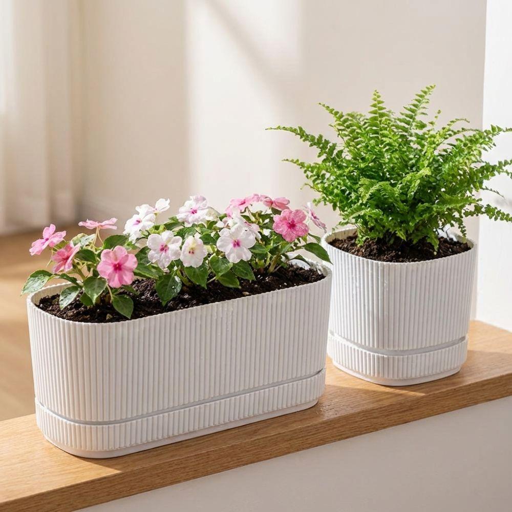 Double Layer Self Watering Flower Pot with Drainage Hole Desktop Vase Hydroponics Plant Pot Thickened Plastic Lazy Plant Pot