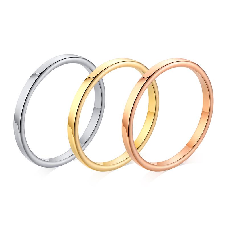 Simple Minimalist 2mm Women Rings Chic Stainless Steel Anti Allergy Metal Tail Ring Classic Elegant Lady Party Finger Jewelry