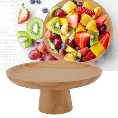 Simple Tall Fruit Plate Household   Wood Round High Fruit Cake Tray Tall Fruit Bowl