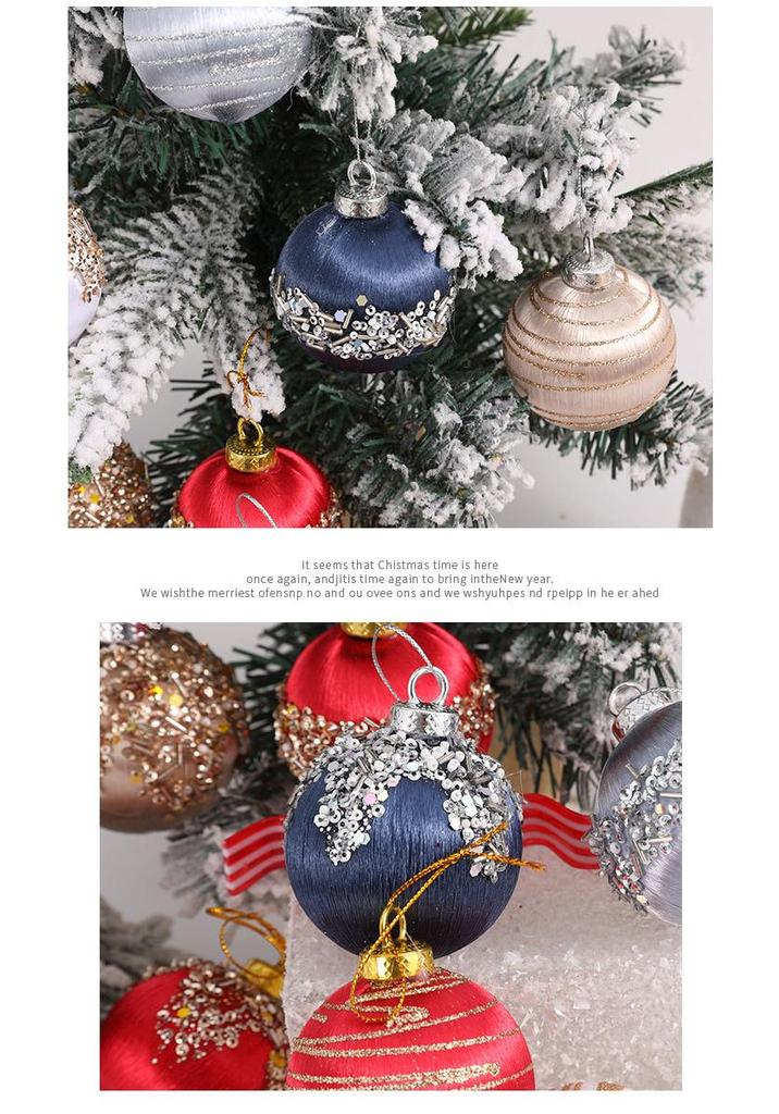 Silk Thread Wave Christmas Balls – Hand-painted Tree Ornaments, 6cm, Set of 12