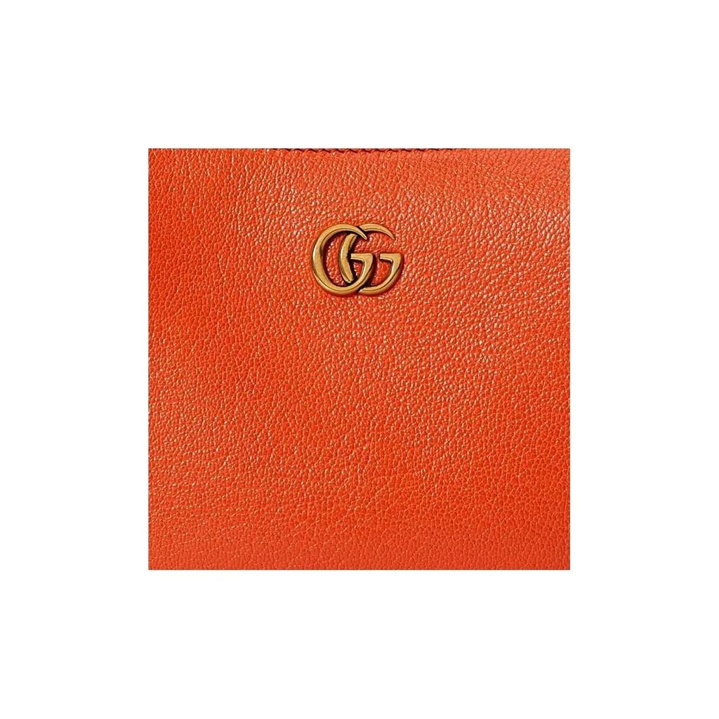 Gucci Aphrodite Gold-Finish Doppel-G-Logo Reißverschluss Leder Achseltasche Tragetasche Schultertasche Damen Orange