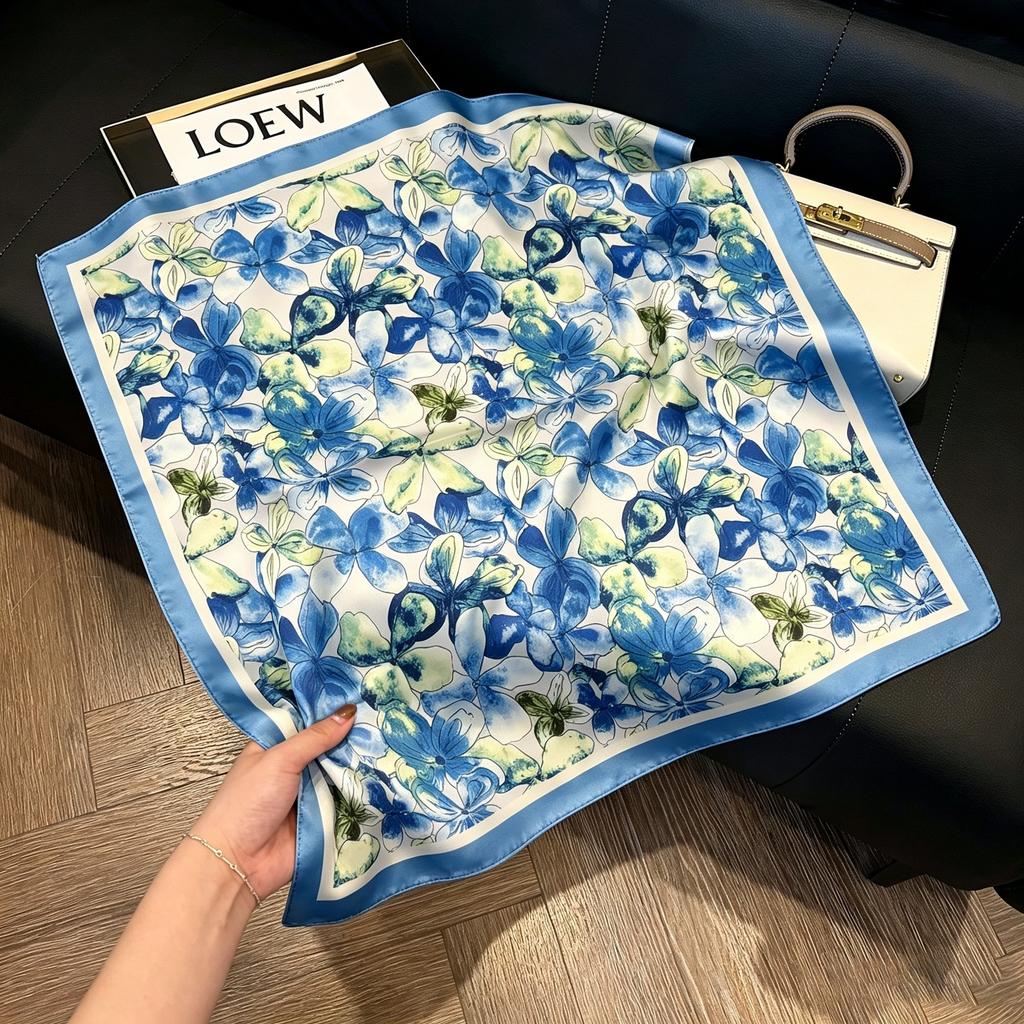 Hong Kong style burgundy printing waist silk scarf belt jeans waist accessories new square scarf fart curtain waist seal