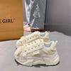 With Skirt, Little White Shoes, Women's 2025 New Spring Thick-soled Heightening Dad Shoes, Popular Versatile Sports Shoes
