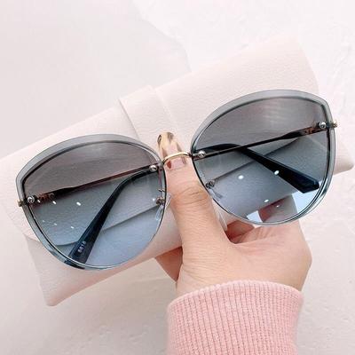 Neue Mode Damen Oval Randlose Sonnenbrille Gradienten Fahren Brille