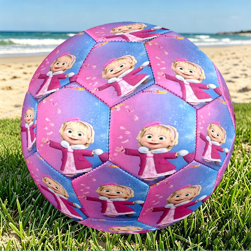 Pallone da Calcio Masha e Orso Stampa Taglia 5, Pallone da Calcio in PU Resistente all'Usura per Partite, Allenamenti e Pratica Quotidiana, Regalo di Compleanno per Appassionati di Calcio