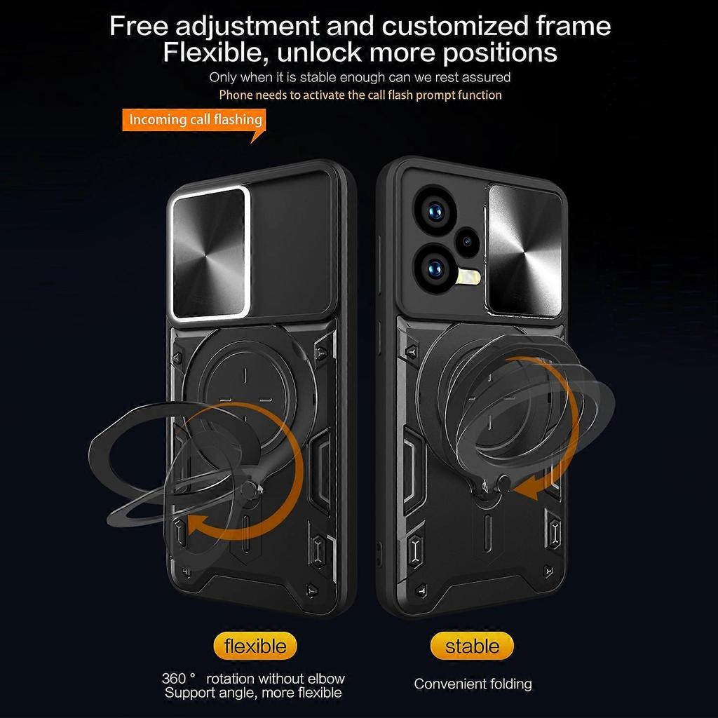 For Xiaomi Redmi Note 12 5G (India)/(Global)/Poco X5 5G Slide Camera Lid Phone Cover PC+TPU Kickstan