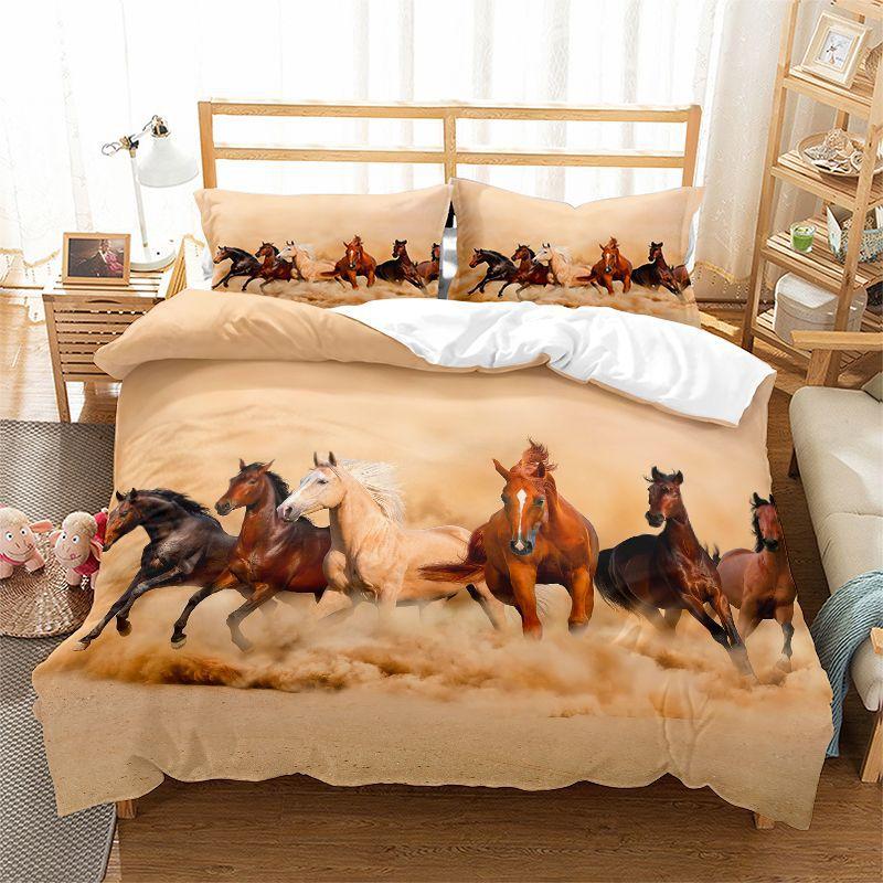 Running Unicorn Horse Bedding Set 3D Print Polyester Duvet Cover Single Twin Queen King Size for Home Decoration Birthday Gift