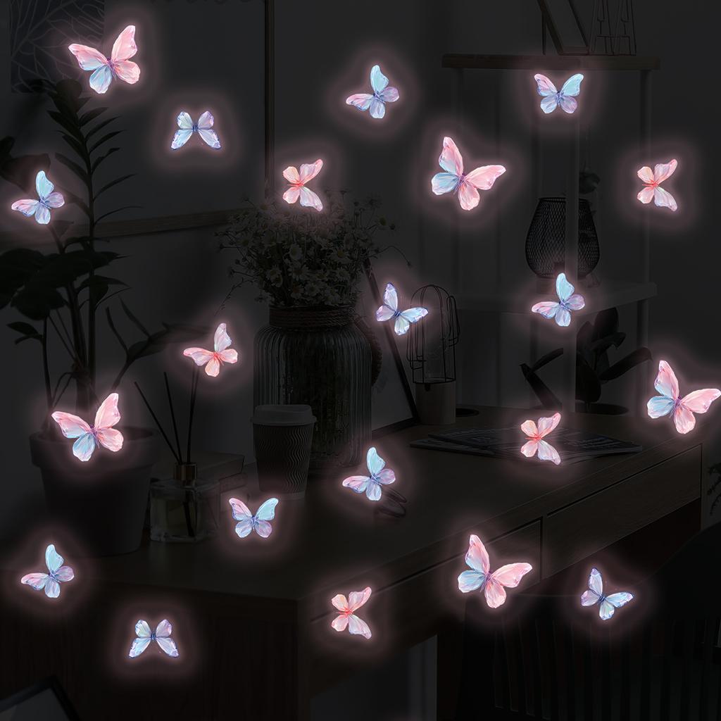 Luminous Butterfly Wall Stickers, Luminous Simulation Three-dimensional Butterfly Decorative Stickers, Waterproof Stickers
