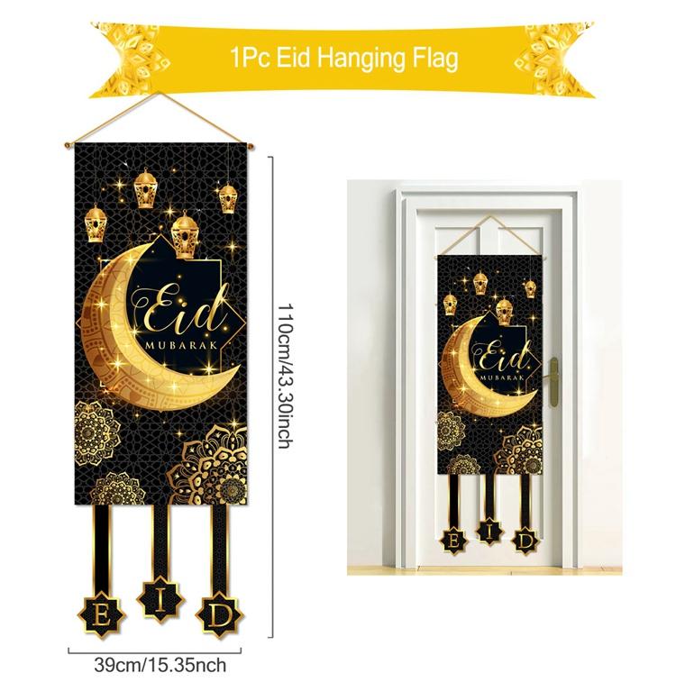 Eid Mubarak Dekobanner 2026 Kareem Ramadan Deko für Zuhause Ramadan Mubarak Hängende Flagge Islamische Muslimische Party Deko Eid Al Adha