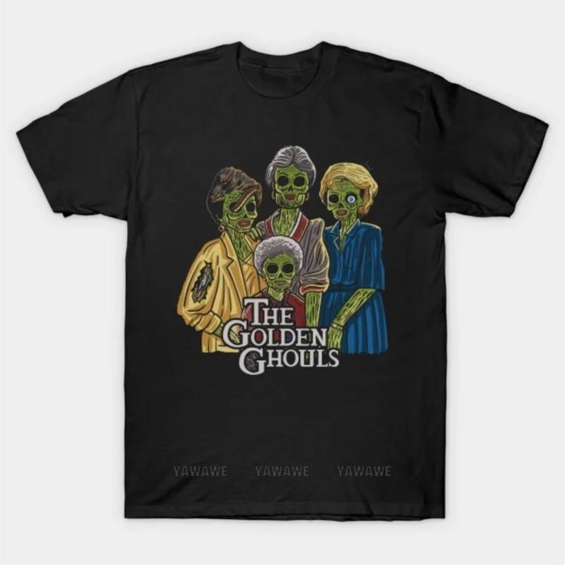 Unisex Cotton Tshirt summer short sleeve black tee tops The Golden Ghouls T Shirt male fashion casual tshirt oneck tee shirt S
