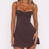 Summer Vacation Polka Dot Print Chest Suspender Dress Waist Mesh Sexy Low Cut Word Skirt