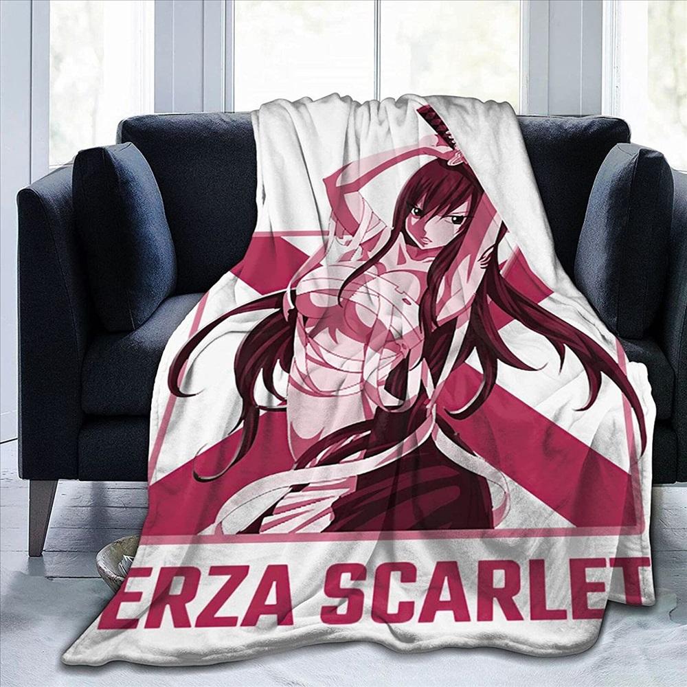 Fairy Tail Erza Scarlet Anime Blanket Classic All-Seasons Blanket Flannel Blankets Suitable for Bed, Recliner, Sofa, Living Room 130x150cm
