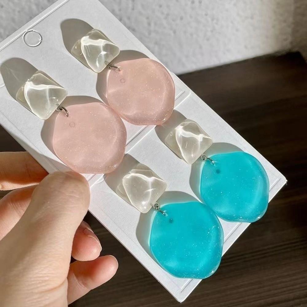 Sweet Irregular Geometric Ear Stud Wavy Round Jewelry Water Ripple Eardrop Spring Summer