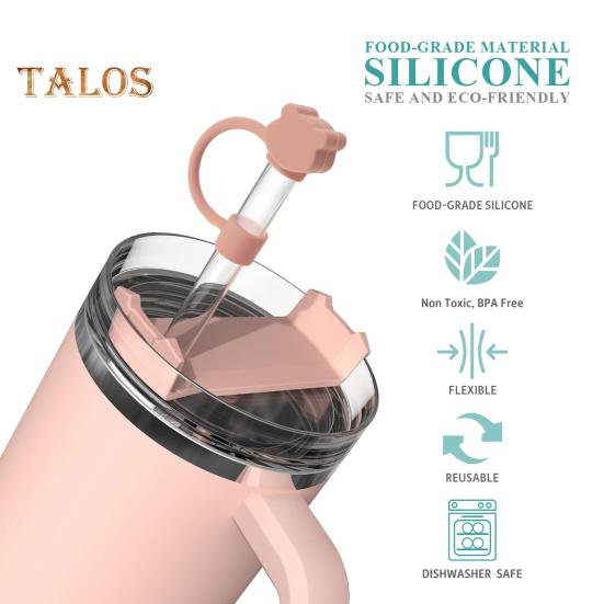 2/8 ks Silikonové krytky na brčka pro 40oz kelímky, opakovaně použitelné, design ve tvaru medvídka, chrániče konců brček, víčka, prachovka pro domov, kolej, restauraci