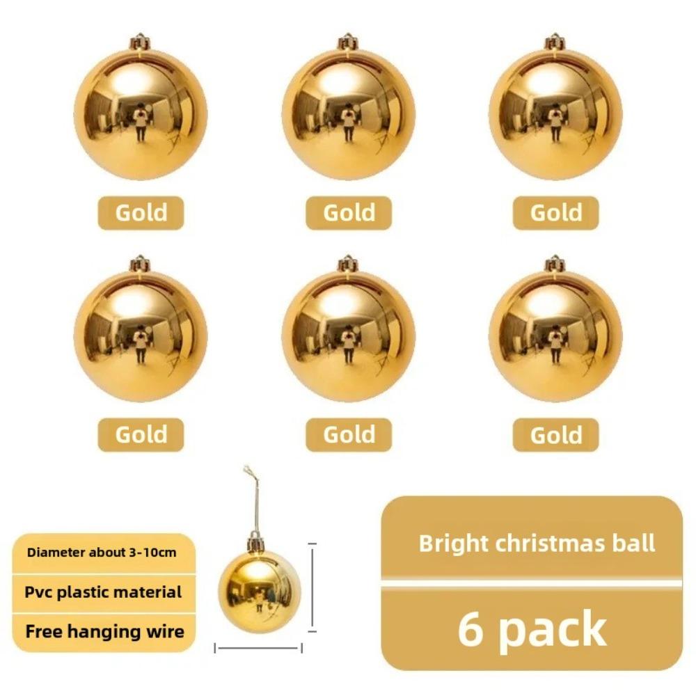 6PCS Durable Plastic Giant Christmas Ball 5 Colors Electroplating Christmas Lion Tiger Ball 6cm 8cm Xmas Baubles Showcase