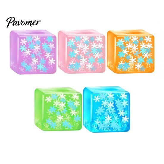 Luminous Cube Sensory Toy Ice Stress Relief Toy, Glow-in-the-Dark Snowflake Filled Cube, Clear Adults and Kids