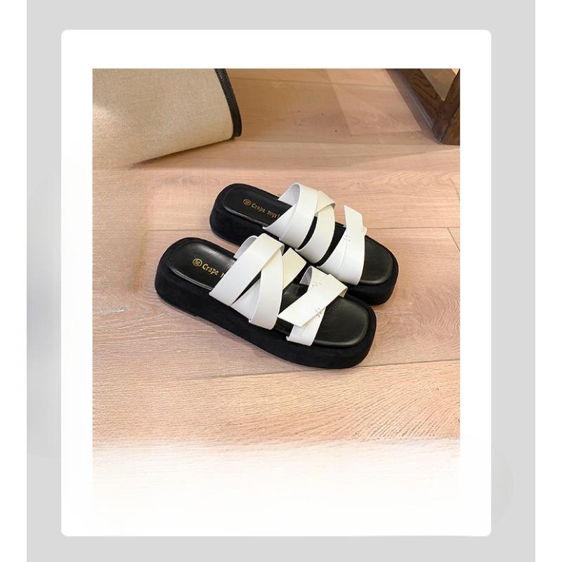 Square-toed Thick-soled Beach Casual Shoes with Flip-flops for Women To Wear Outside