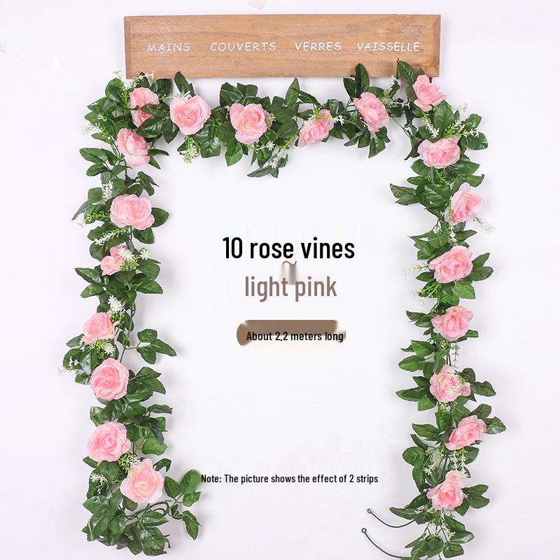 Xiyin Realistische 10-köpfige Rosenranke Künstliche Blumen für Zuhause, Hochzeit oder Außendekoration