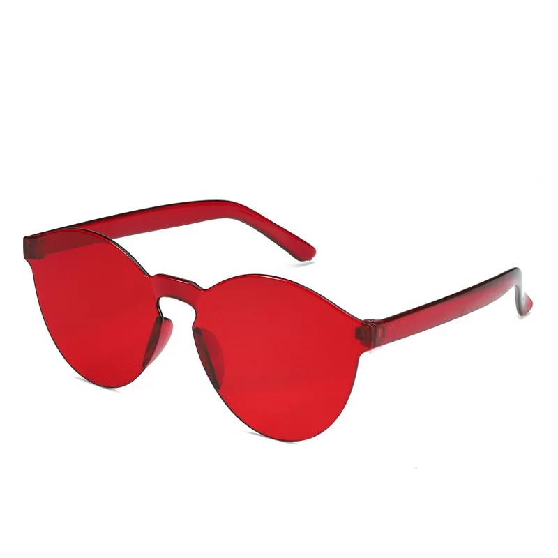 Oval Shape Sunglasses Women Rimless Frame Tint Clear Lens Colorful Sun Glasses Female Red Pink Yellow Shades Travel