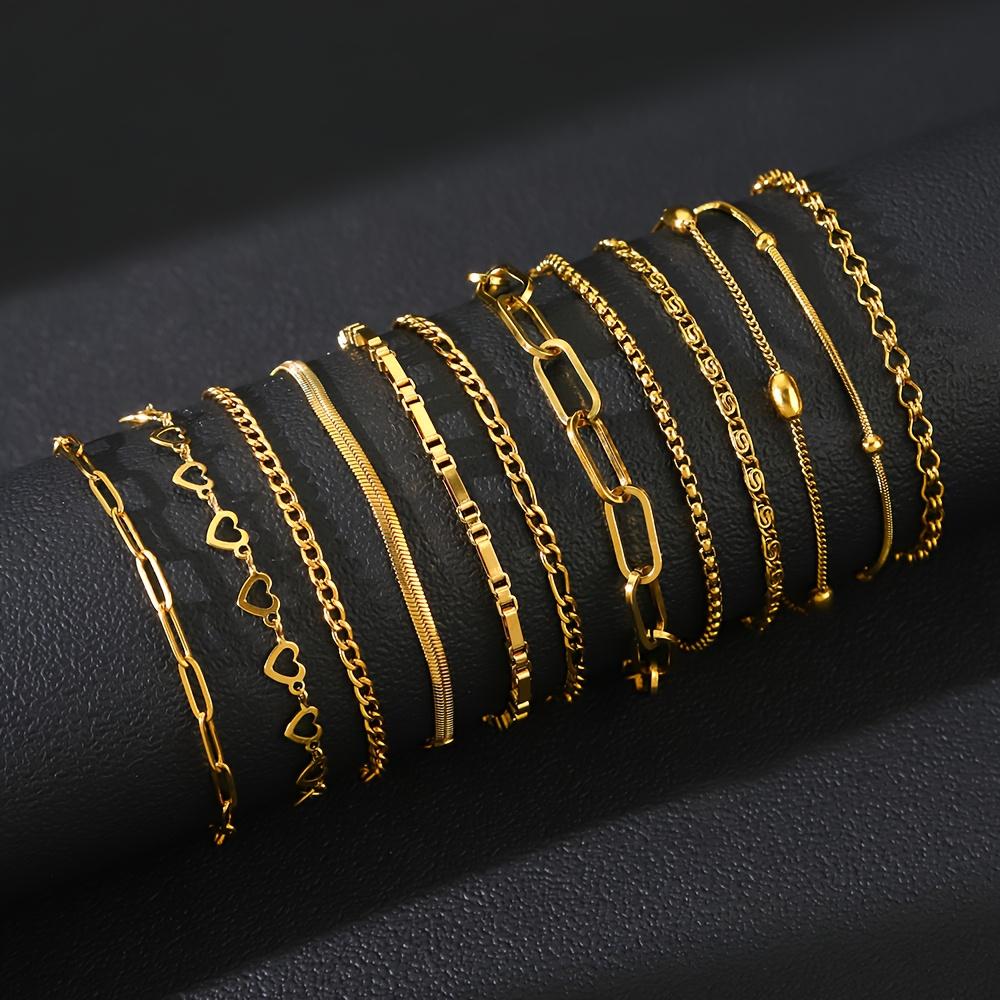 12PCS Women's Stainless Steel Bracelet Set, Elegant Jewelry Set for Women, Suitable for Daily Wear, Party Accessories and Gifts