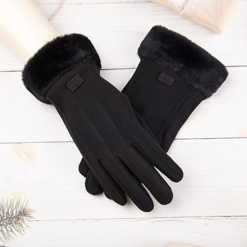

Женские флисовые перчатки с сенсорным экраном - Бархатные, с меховой манжетой, для велоспорта и активного отдыха One Size