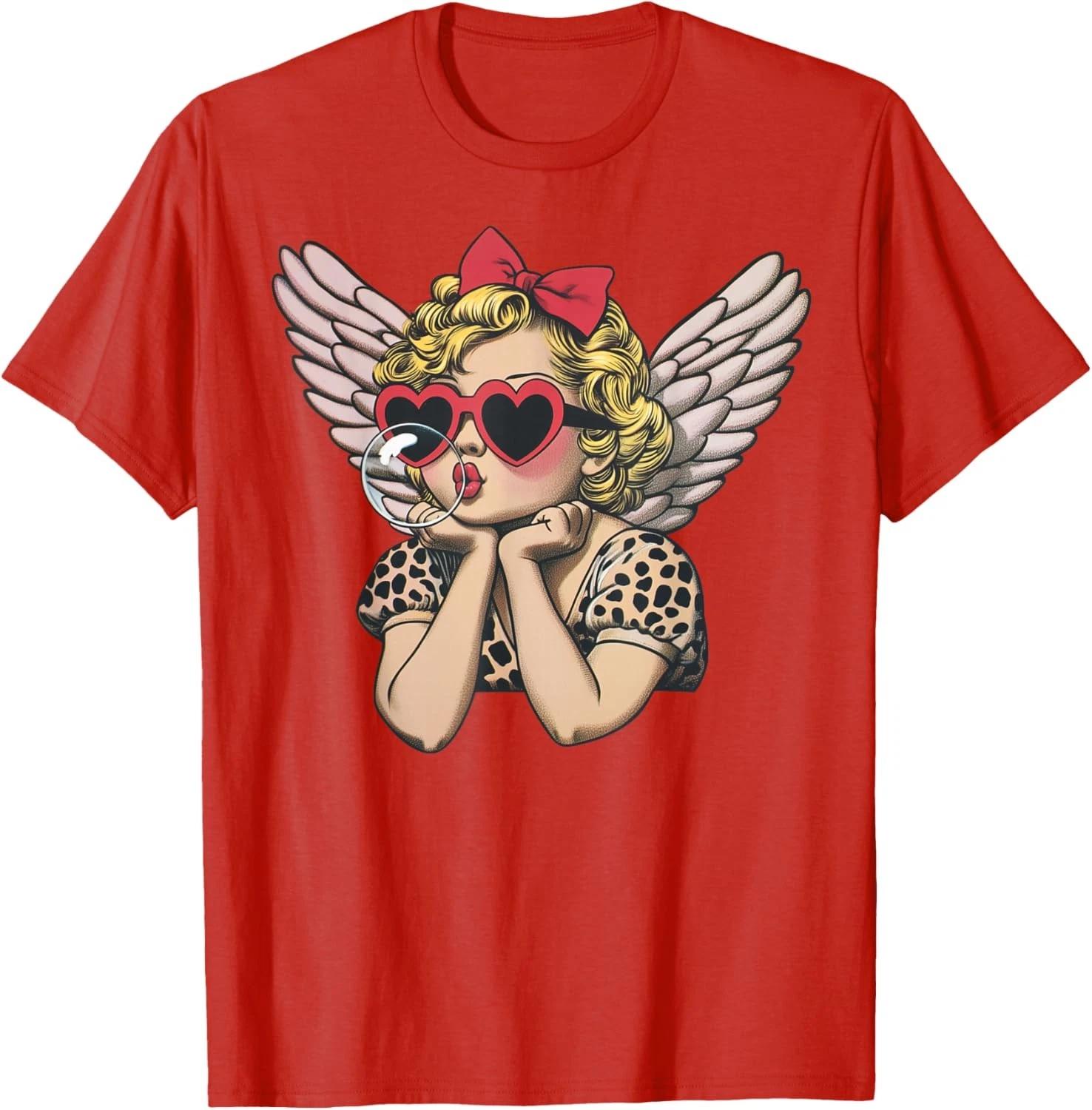 

Cupid Blowing Bubble Heart Sunglasses Leopard Valentines Day T shirt S