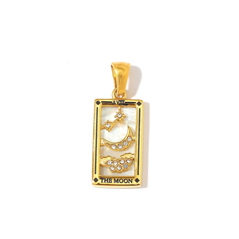 18k Gold Electroplated Stainless Steel Tarot Card Pendant - European & American Style, High-End Waterproof Design for Women