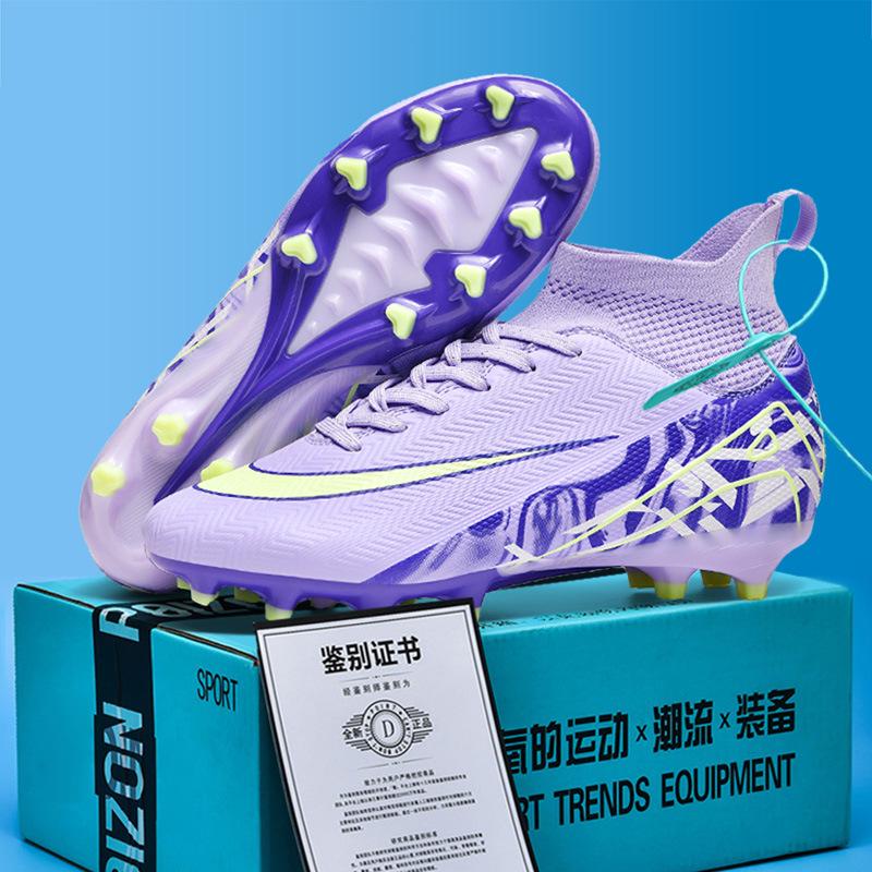 Nowe męskie i damskie buty piłkarskie z wysoką cholewką na długie łamane paznokcie, dziecięce buty sportowe na zewnątrz, profesjonalne buty piłkarskie
