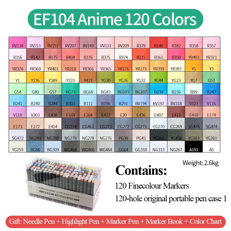 EF104 Double-Head Alcohol Marker Pens Sketch Design Marker Brush Pen Beginner Manga Graphic Drawing Art Supplies